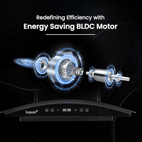 Image of Livpure Eterna Max BLDC 60 cm | Curved Glass | 1600 m /hr Suction | BLDC Motor | Filterless | Touch & Gesture Control | Low Noise | 10 Years Motor + 1 Year Comprehensive Warranty | Black