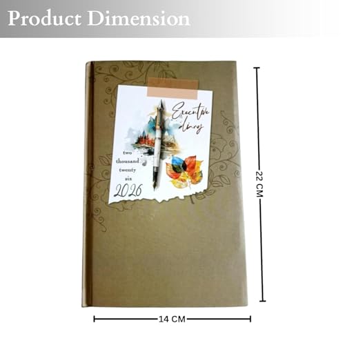 Image of TULMAN 2026 Diary Hardcover Design Everyday Notebooks (22x14 cm), Best for Study Planner, Personal Journal, Business Planning & Stationery Lovers - muted brown - 2 Pack