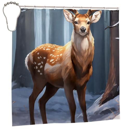 Rideau de douche cerf anti-moisissure en polyester imperméable 183 x 183 cm - 3