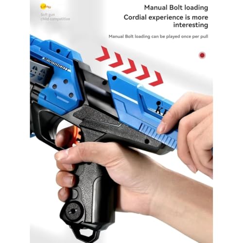 Image of Kidoyz Mega Shooter Foam Dart Gun for Kids with 12 Soft Bullets | Manual Blaster Toy with 12-Dart Continuous Rapid Fire | Safe Shooting Game for Boys & Girls 6 7 8 10 Years | Birthday Gift (Blue)