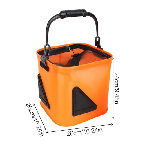 Cubo de pesca plegable de 26x26 cm con mango ancho para cebo vivo 3
