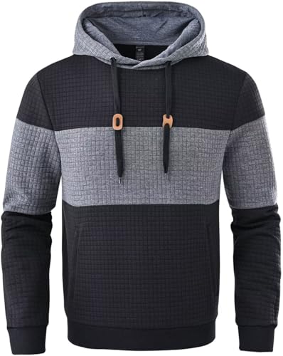 Tyhengta Mens Hoodies with Zipper Pockets Casual Drawstring Hooded Pullover Sweatshirts