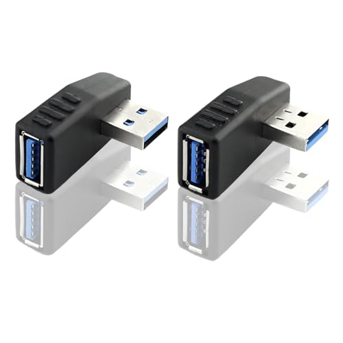 サムコス USB 3.0 アダプタ L型 90度 直角 方向変換アダプター オス×メス 高速 5Gbps Type A (タイプa オス?タイプa メス) 変換アダプタ (2個セット,右向き/左向き)
