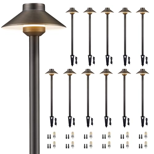 Gardenreet Solid Brass Pathway Light - 12v Landscape Path Lights Outdoor Waterproof, Electric...