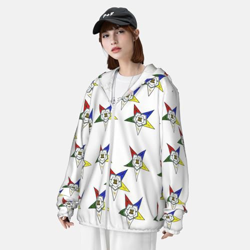 Sudadera con capucha y cremallera unisex con estampado de estrellas orientales 3