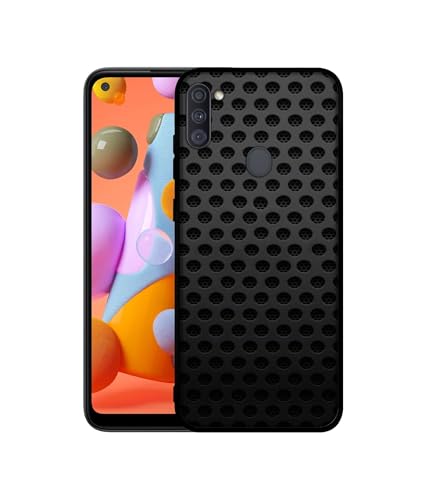 Image of Black Circle Design Premium 2D Printed Metal Back Case Cover for Samsung Galaxy A11 4G / M11 4G