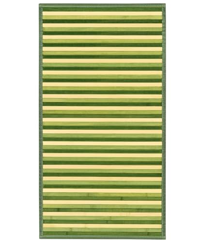 Tapis de cuisine en bambou 100 % naturel et durable vert effet dégradé. Tapis facile à nettoyer, antidérapant et résistant 55 x 100 cm