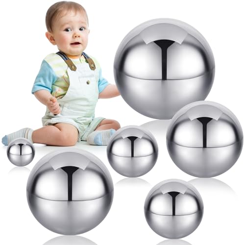 Shappy 6 Pcs Sensory Reflective Balls Stainless Steel Gazing Mirror Balls for Back to School Color Image Reflection Bedroom Ornaments (1.5,2.5,3,3.9,4.7,5.9 Inch)