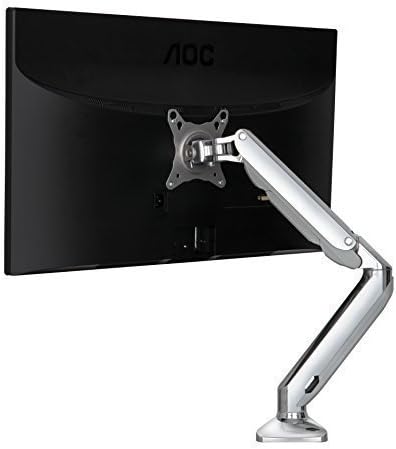 NorzBay Single Monitor Stand with Articulating Chrome Mount Arm up to 15 lbs and most 27" inch Displays with Clamp and Grommet Mount Base