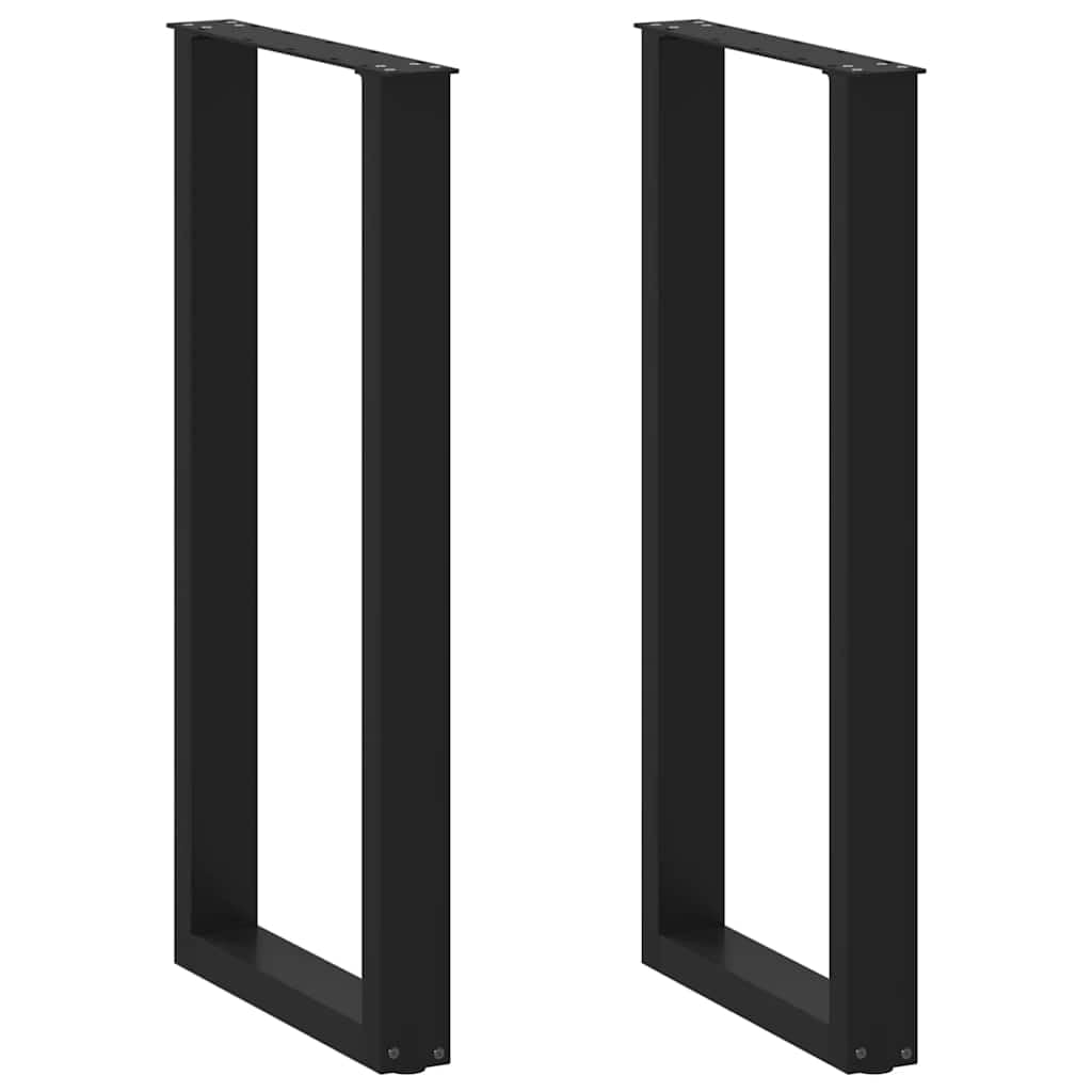 SXZenSpace Bar Table Legs 2 pcs U-Shaped Black 50 x (100-101) cm Steel Breakfast with Adjustable Feet for Kitchen Office Living Room