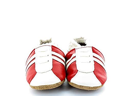 Liloopop Chaussons Bébé Fourrés Cuir Souple Style Basket (18 à 24 Mois), Rouge Cover