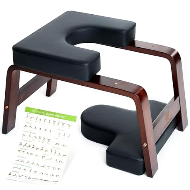 Yoga Headstand Bench, Stand Yoga Chair for Balance Training, Core Strength Building, Upside Down Chair for Relaxation, Handstand Trainer Inversion Chair for Home Gym (Chocolate Black)