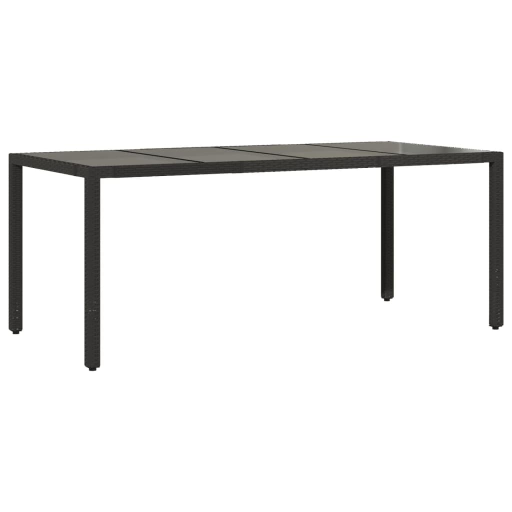 9-częściowy zestaw mebli ogrodowych z polirattanu, czarny, z 8 poduszkami, 6 leżakami, 2 podnóżkami, stół ogrodowy 190 x 90 x 75 cm, sofa do użytku na zewnątrz do ogrodu, wypoczynku i na
