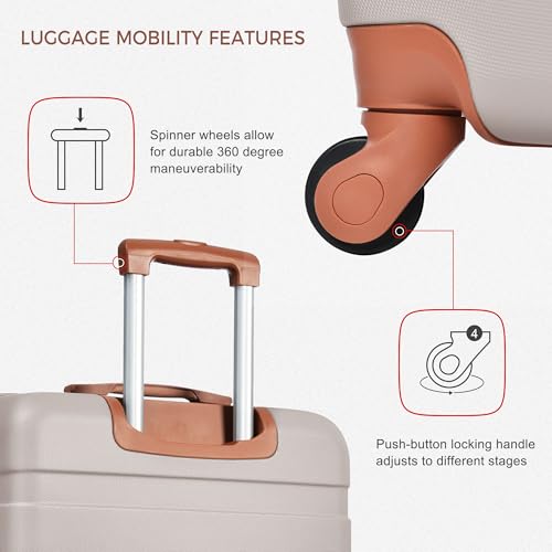 Image of Luggage Set 3 Pcs, ABS Durable Lightweight, 360 Silent Spinner Wheels, Hardshell TSA Lock