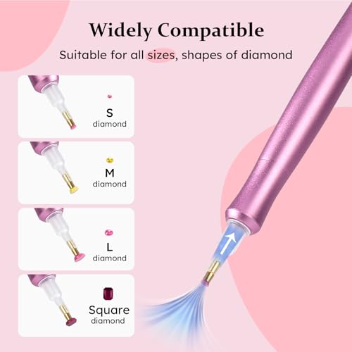 Image of PP OPOUNT Diamond Art Pens, Wax-Free Diamond Art Accessories, ElectricDiamond Painting Pen with 2 Storage Trays, Ergonomic Design & Precision & Comfort, Need Plug-in Use(Pink)