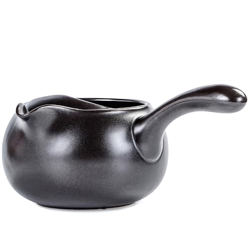 Ceramic teapot with side handle - dry burned, 27.5 oz (800ml) large capacity, simple design, durable and high temperature resistant, suitable for making tea and coffee (black)