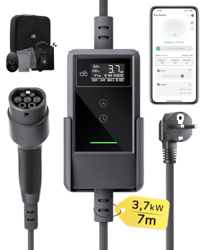 dé Typ 2 Ladekabel Schuko 3,7kW 7m mit APP, 6-16A einstellbar...