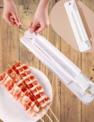KNYUC MART Plastic Kebab Press, Manual Kabob Mould, Foldable Flat Kabobs Skewers Maker for Outdoor Grilling Barbecue (White)(1 PCS)