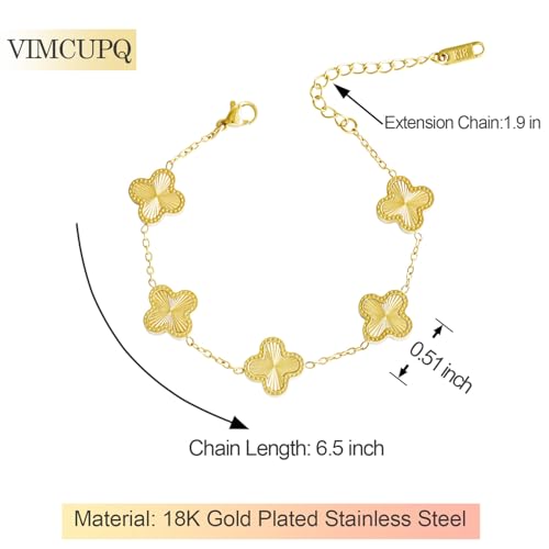 VIMCUPQ 18K Gold Plated Clover Bangle Bracelet Stack for Women
