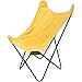 Home Deco Factory HD6004 Fauteuil Papillon Velours réversible tissu Jaune Structure métal H101 x 74 x 79 cm