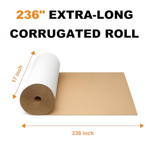Corrugated Cardboard Roll, 17" x 236" Single Face Kraft Cushion Wrap, Large & Thick Cardboard Sheets Paper for Shipping, Packing, Box Filler, Furniture Protection, DIY Crafts & Gift Packaging (White) by TIMEUPRISE - Image 2