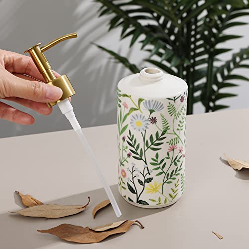 Edensdecor Flower Soap Dispenser, Hand Soap Dispenser, Soap Dispenser Bathroom, Dish Soap Dispenser For Kitchen Countertops, 120Ounce Spring Decor Soap Dispenser With Rust Proof Metal Pump #TOP6