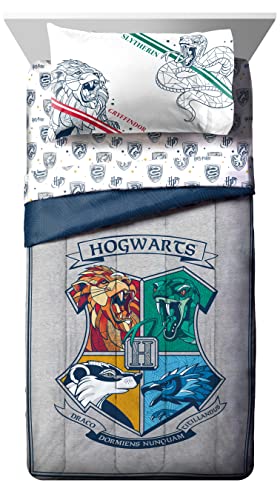 Image of Harry Potter Twin Comforter Set 5 Piece Kids Bedding, Gray
