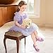 Furdeour Purple Girls Flats Shoes for Size 13 Wedding Party High Heels Girls Cosplay Low Heeled Princess Little Kid(2701Purple 13)
