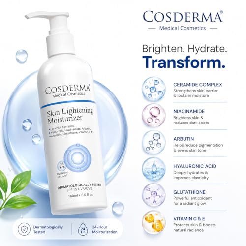 Image of Skin Brightening Moisturizer 180ml | with Niacinamide, Arbutin, Glutathione, Vitamin C, Ceramides & Hyaluronic Acid | Daily Moisturizer for Radiant, Even-Looking Skin & Long-Lasting Hydration