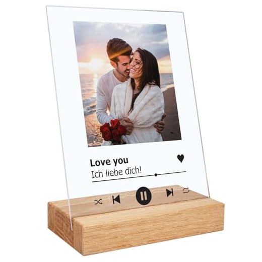 GRAVURZEILE Song Cover Glas Foto mit Bild + Titel und Musikalbum - Geschenk für Sie & Ihn - Geschenk für Frauen & Männer - Personalisierte Geschenke