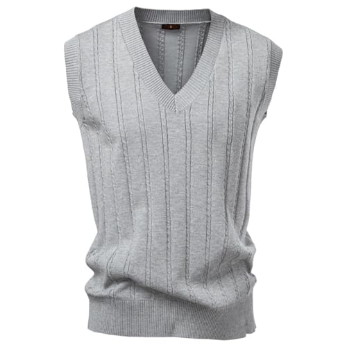 Gilet en tricot torsadé col V homme idéal pour vos weekends décontractés