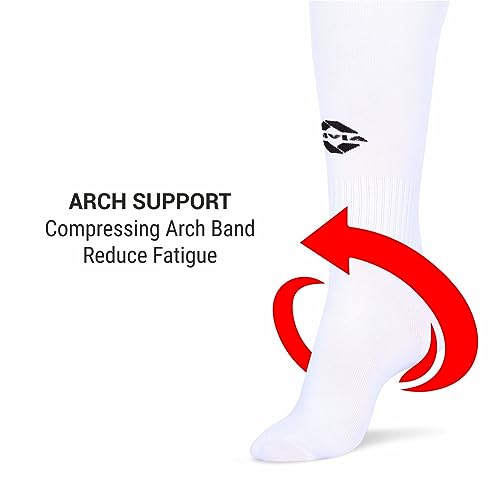 Image of Nivia Plain Encounter Football Stockings for Men & Women, Knee Length Stockings, Football Socks, Soccer Socks, (White /Black) Size-L (Pack of 2)