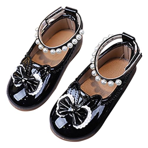 Girls Mary Jane Flat Shoes Girls Soft Sole Slip On Pearl Bow Leather Dress Shoes for Party Wedding School2