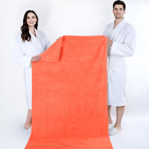 Image of Cotton Paradise 100% Cotton Turkish Towel Set, Soft Absorbent Quick Dry, 2 Piece 35x70 Bath Sheet Set, Coral