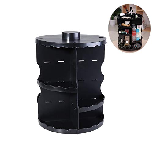 Qingjinsd Bastidores de Almacenamiento 360 Estante Giratorio Organizador cosmético Estante Redondo Giratorio Maquillaje joyería Titular Caja de Almacenamiento Caja (Negro)