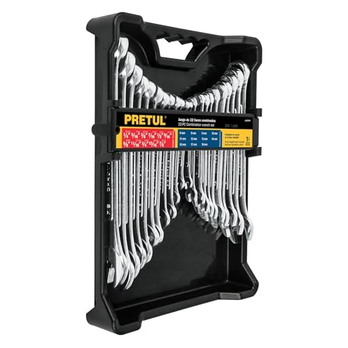 Set De Herramientas, Tools Pretul J-2022MP, Juego de 22 llaves combinadas std y mm, Pretul