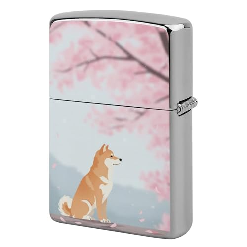 ライターケース ZIPPO/ジッポー兼用ケース 桜と柴犬 ジッポライターカバー 互換性のある 軽量 おしゃれ 両面プリント メンズ レディース 贈り物