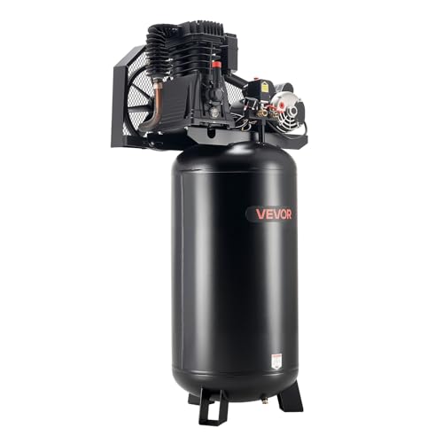 VEVOR 60 Gallons Heavy-Duty Air Compressor, 5HP 12 SCFM at 90PSI Air Compressors Max 145PSI Pressure, Oil-Lubricated Compressor Tank for Industrial Manufacturing, Large Workshops (230V 60Hz, No-Plug)