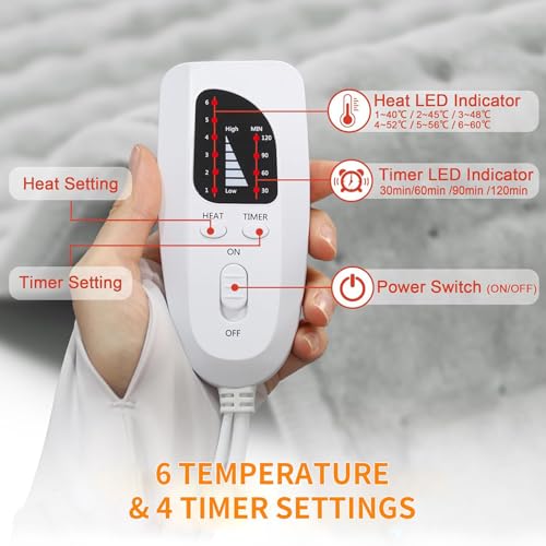 Heating Pad for Neck Shoulders Back Pain Relief, Gifts for Women Men Mom Dad Elderly, Electric Large Heat Pad with 6 Heat Settings 4 Timers, ETL Certified (Back Hating Pad) — view 4