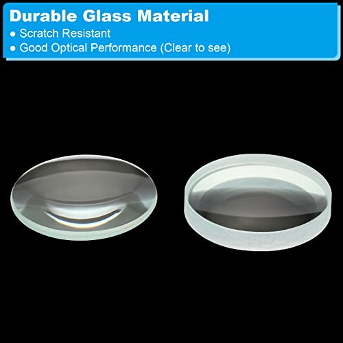 Image of PATIKIL 0.4 inch (10mm) Focal Length Double Convex and Concave Lens Set, Glass Optically Polished Round Edges Lens for Physics Experiment Classroom, Clear