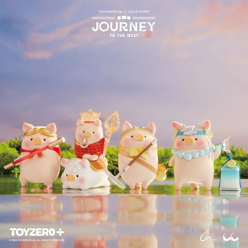 Image of TOYZERO + Lulu The Piggy Blind Box Figures - Journey to The West Series Blind Boxes Mystery Box Cute Figures Collectible Toys Animal Figurines Home Desk Decorations Holiday Birthday Gifts, Single Box