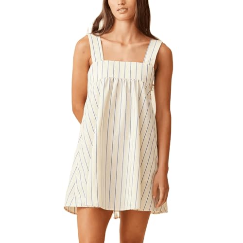 Image of Women Y2K Tie Shoulder Mini Dress Bow Babydoll Ruffle Short Dress Summer Boho Floral Flowy Beach Sundress