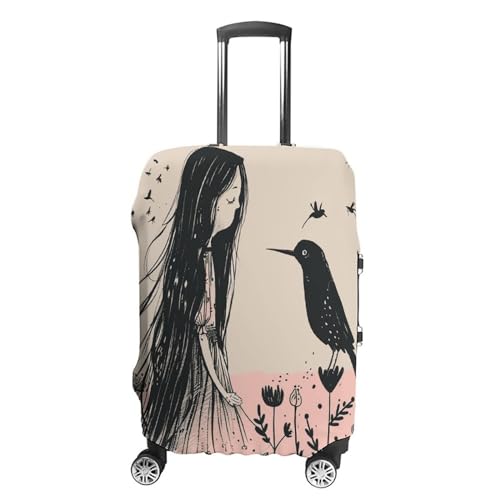 Girl And A Bird Luggage Cover Protector Anti-Scratch Suitcase Cover Washable Luggage Covers Fits 19-21 Inch Luggage