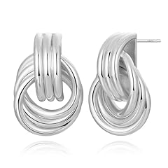 Silver-Statement Knot Dangle Earring