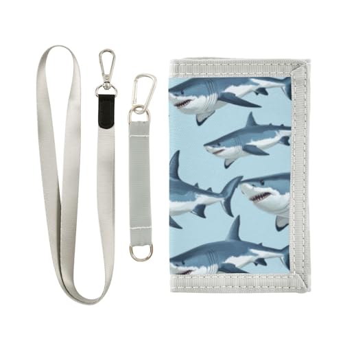 Wusikd Great White Shark Kids Wallet for Boys Girls Toddler Trifold Wallet Novelty Wallet for Teens Women Men