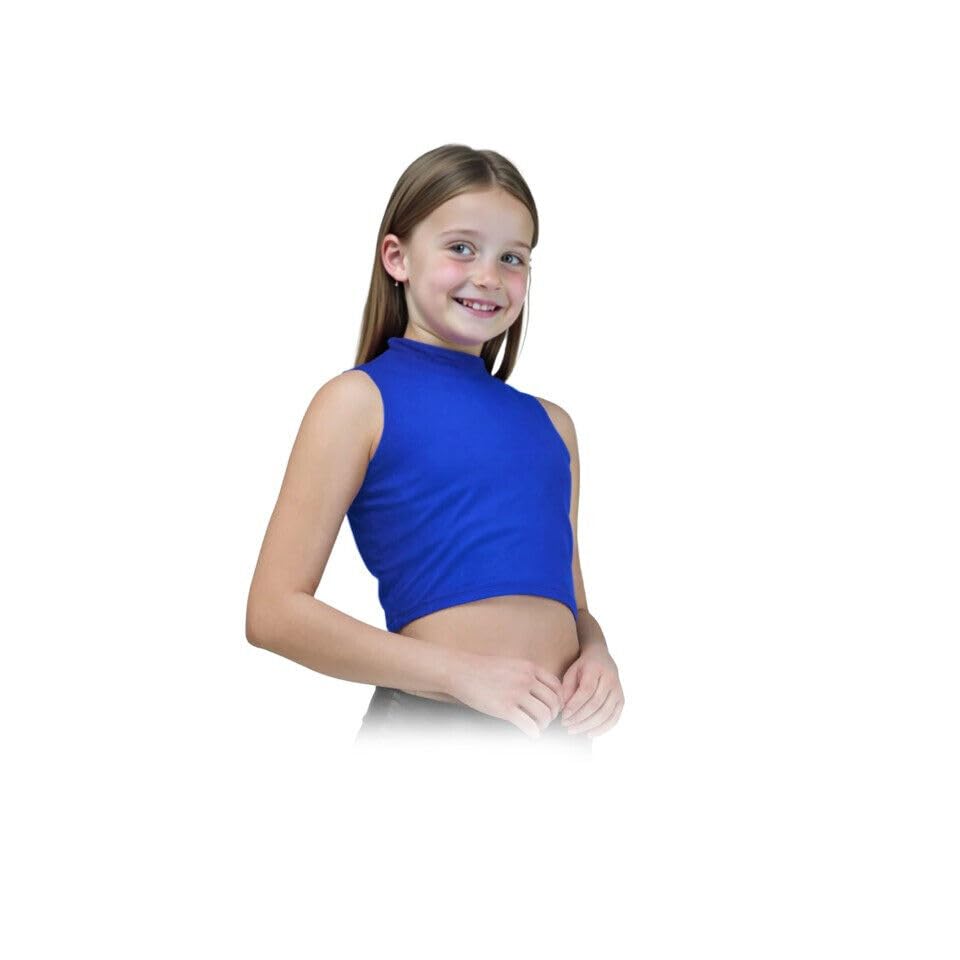 Image of Gum & Berries Girls Turtle Neck Crop Sleeveless Vest Tank Top Lightweight Disco Dance,
