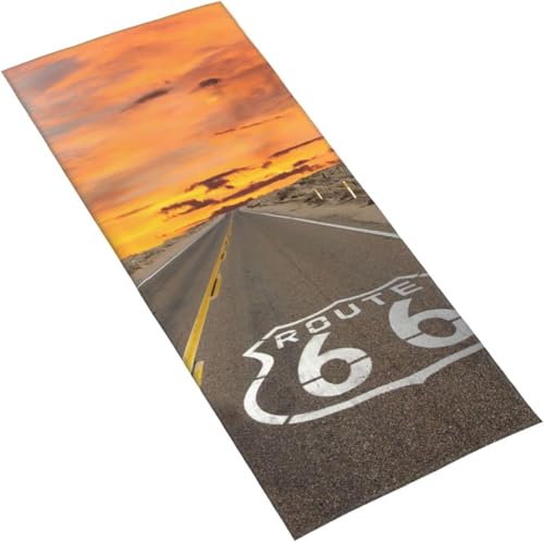 フェイスタオル ルート66の夕日 マイクロファイバー タオル 柔らか 肌に優しい 肌触りが良い ふわふわ 髪に優しい 通気 かわいい 抗菌防臭加工 瞬間吸水 速乾 耐久性 薄手 毛羽落ち少ない 業務用タオル