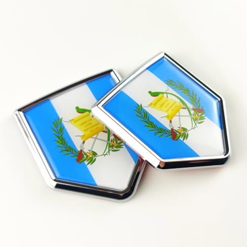 Image of Newperlite Guatemala Flag Decal Sticker Car Emblem Guatemalan Flag Car Decoration Accessories Chrome Shield for Truck Vehicles Cars, 2 Pack