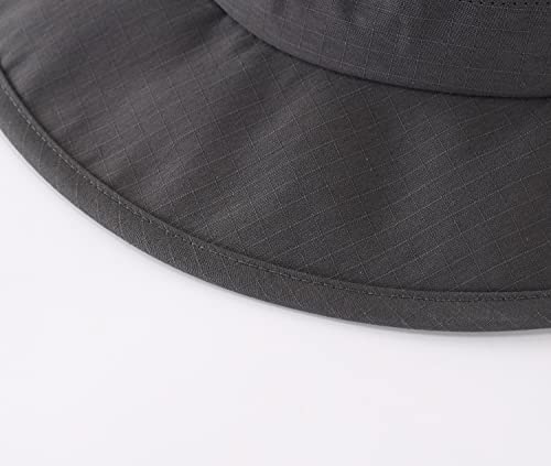 Home Prefer Mens Wide Brim Sun Hat Upf50+ Fishing Hat With String Summer Beach Uv Protection Hat Dark Grey #TOP6