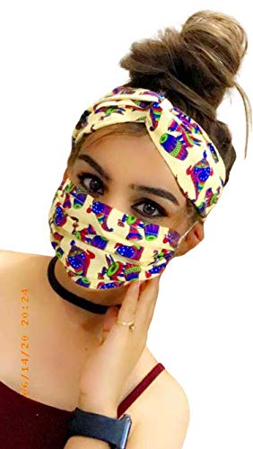 Printed unisex Face mask with matching band